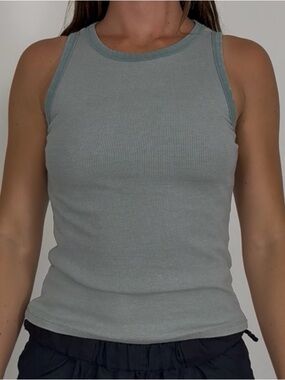 Wild Fable Sage Green Ribbed Tank Top | Fitted Basic Athleisure Top